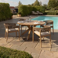 Maze Porto Rope Weave 4 Seat Round Dining Set - Sandstone